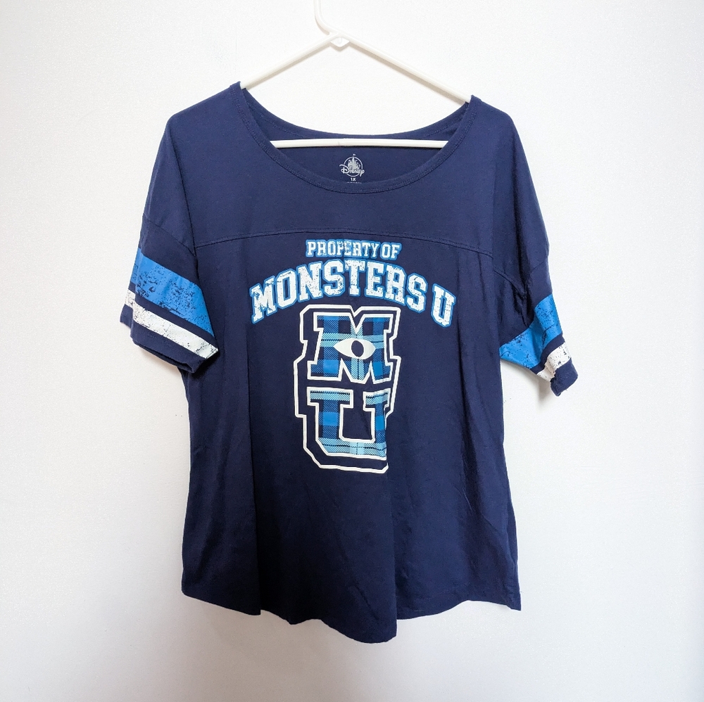 Disney Parks Monsters University Football Style Short Sleeve Shirt Women's 1X